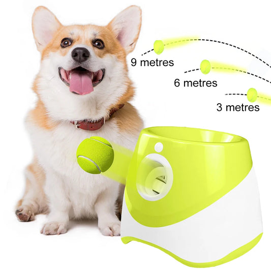 Automatic Dog Tennis Ball Launcher Interactive Pet Toy Rechargeable Catapult Fun Chase Game