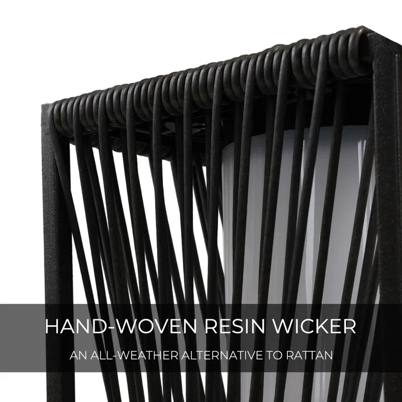 Outdoor Solar Floor Lamp Patio Weather Resistant Resin Wicker Solar Light for Yard Garden Pathway Deck