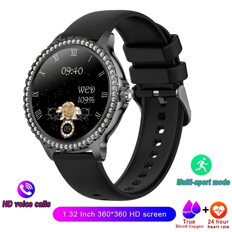 Xiaomi Mijia Women's Smart Watch with True Blood Oxygen Monitoring 1.32 Inch HD Screen Diamond Bracelet Bluetooth Call Smartwatch for Ladies