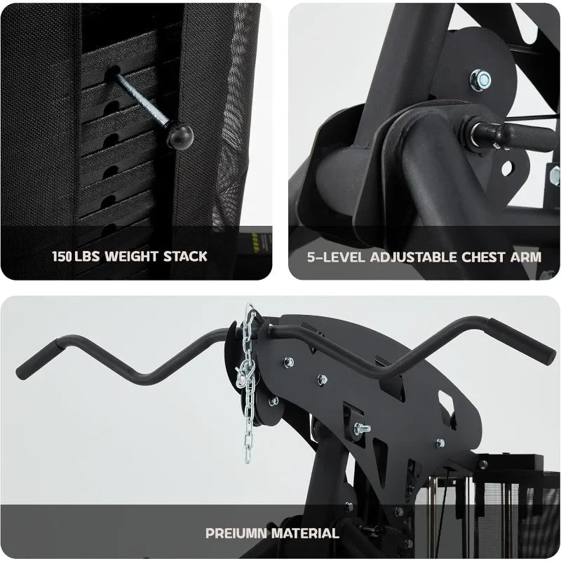 All In One Weight Machine for Home Gym Multifunction Workout Station Equipment with 150LBS Weights Stack