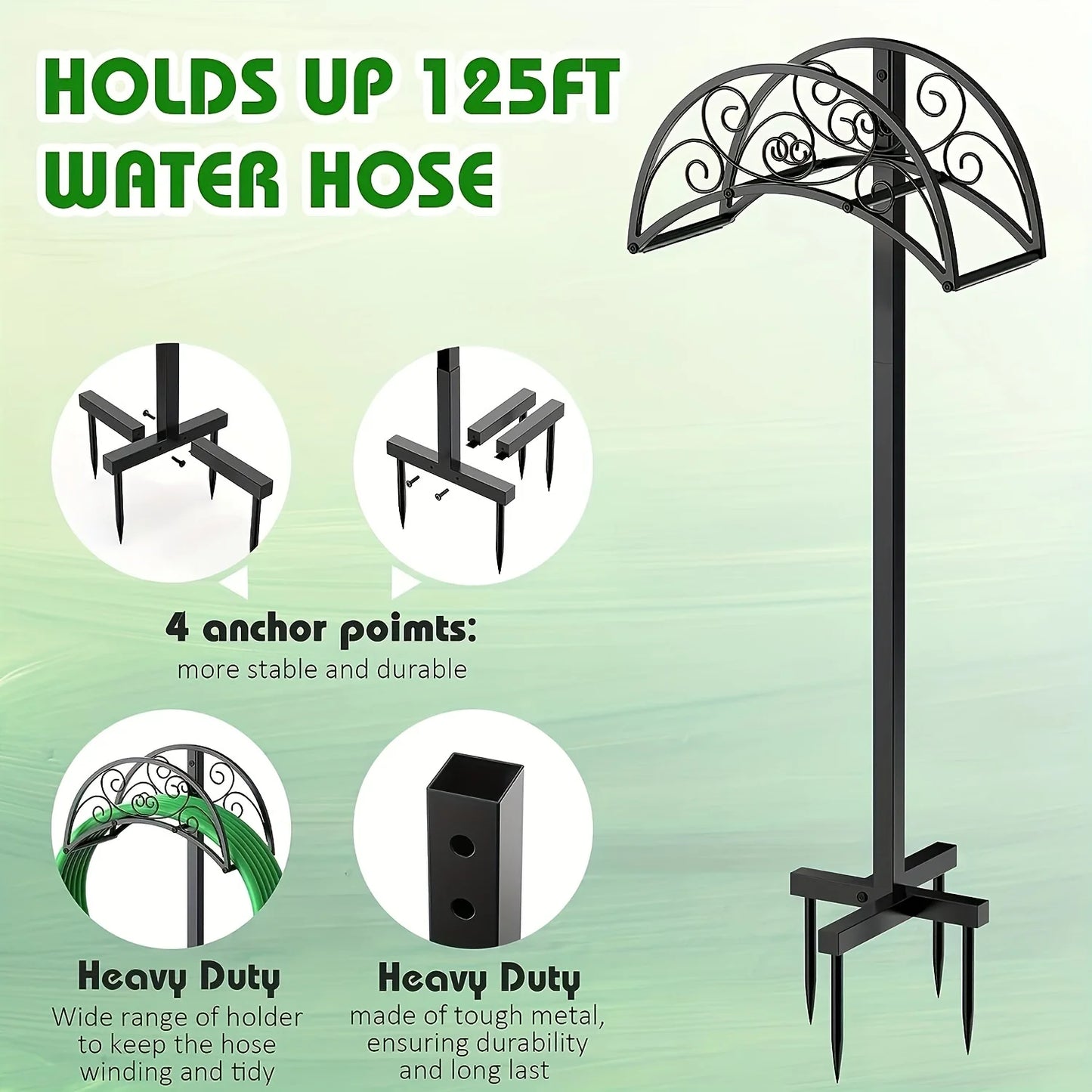 Happy Life Goods 25 Heavy Duty Garden Hose Holder Stand