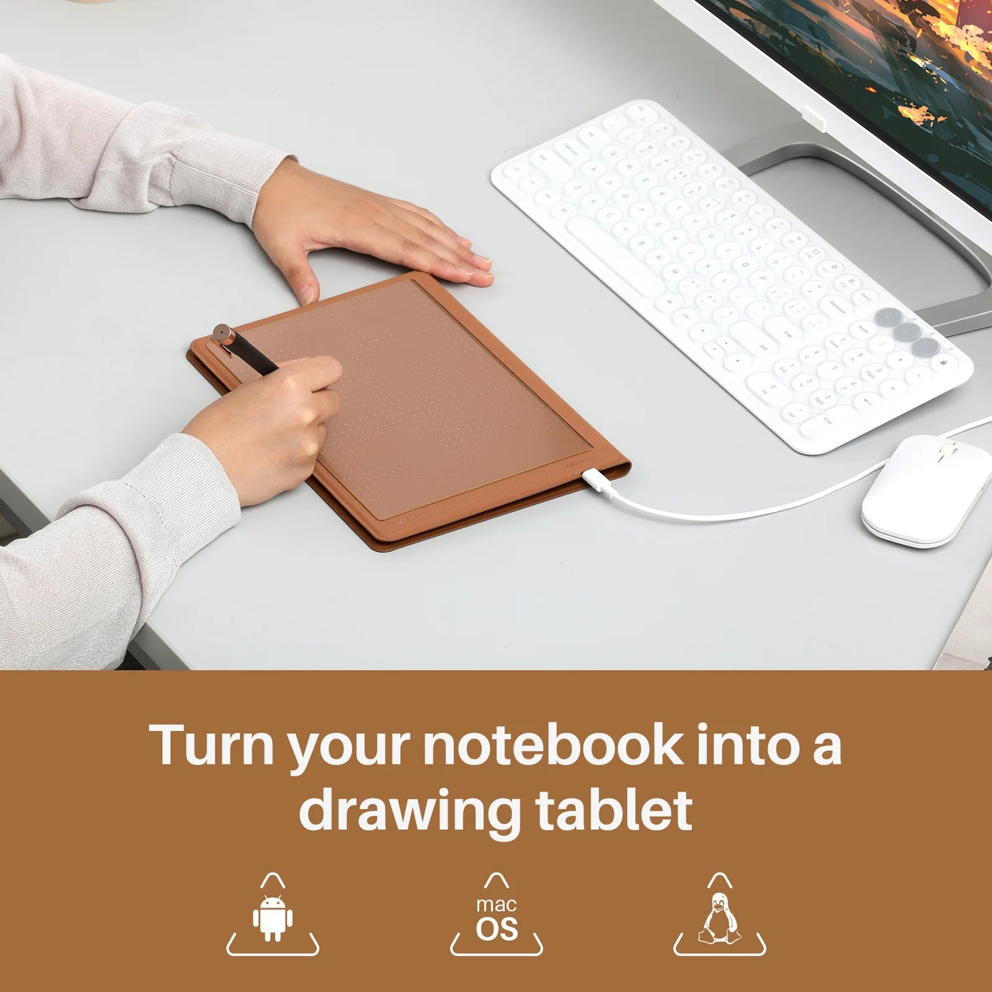 Huion Note Smart Notebook Writing Pad Digital Notepad Bluetooth 5.0 for Note Taking and Sketching for Android iOS Windows macOS Linux