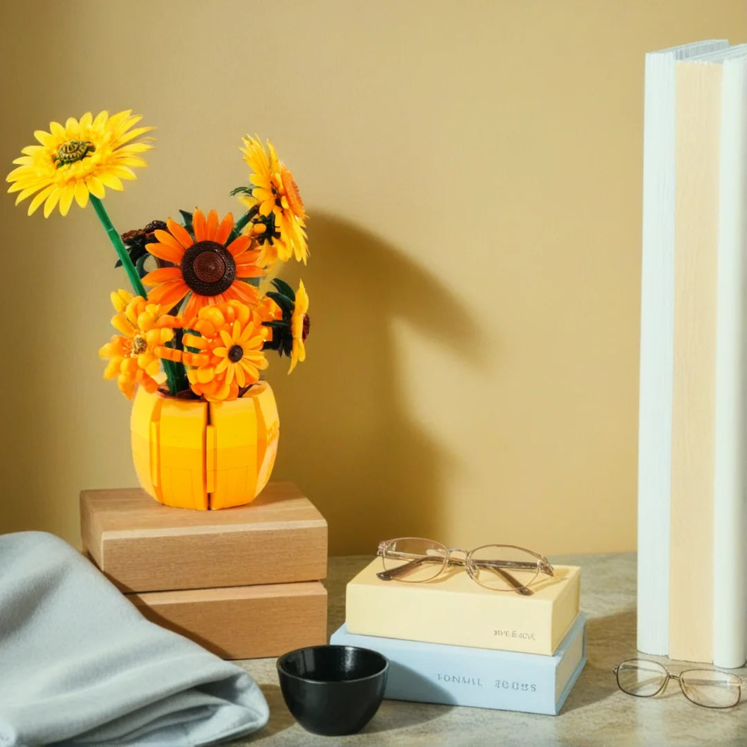 25 Sunflower Building Blocks Bouquet Kit Home Decor