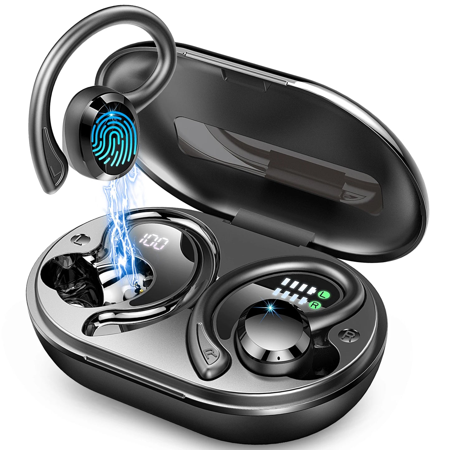 Wireless Earbuds Bluetooth 5.3 Stereo Bass In-Ear Noise Cancelling Microphone IP7 Waterproof Sports 40 Hours Playback