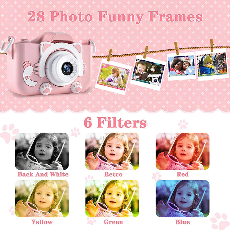 Kids Mini Digital Camera Toys with Soft Silicone Cover 32GB SD Card for Boys and Girls Christmas Gift