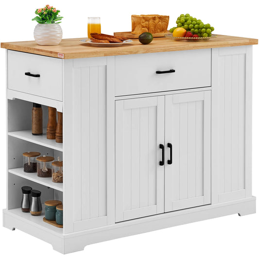 Succebuy Kitchen Island Cart With Wood Top And Storage