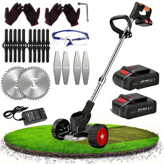 25 Cordless Lawn Trimmer With 2 Batteries 3 Cutting Types