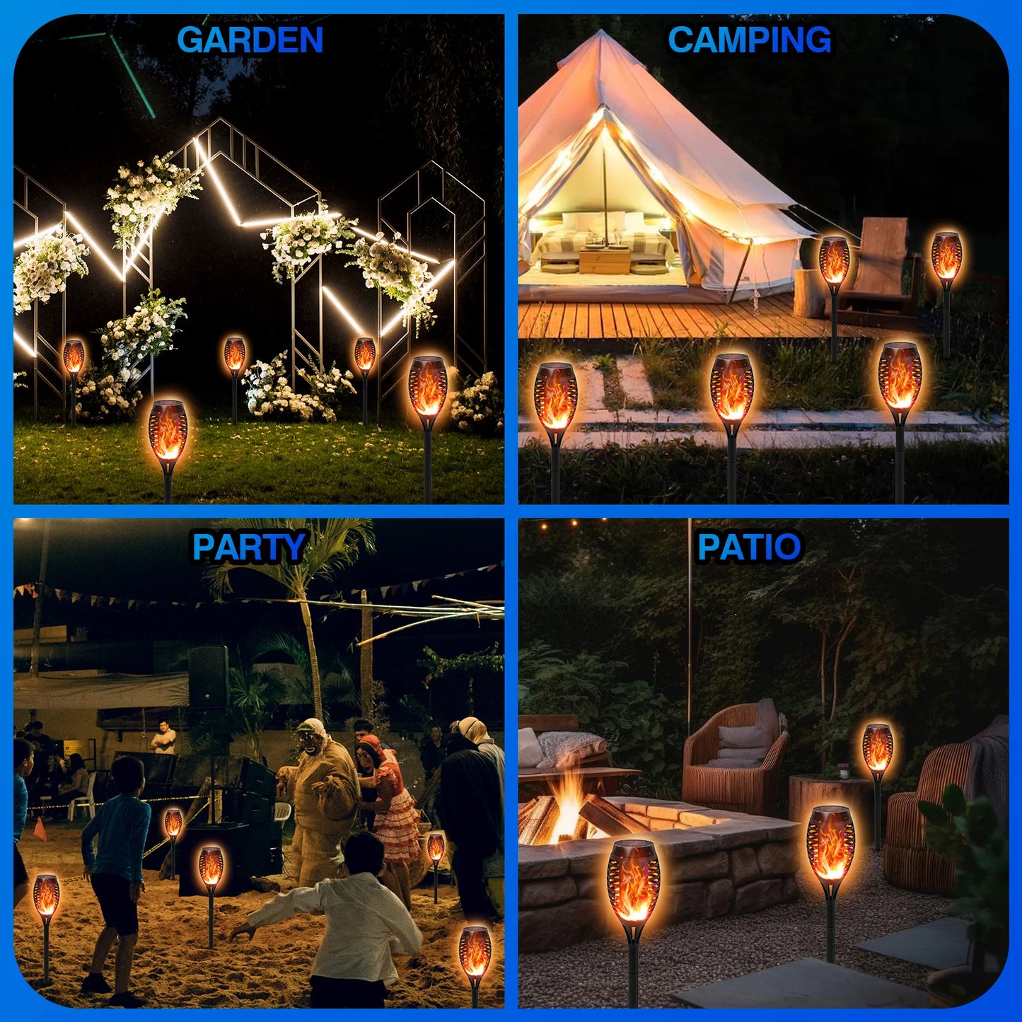 Solar Lights Outdoor LED 4 6 8 12 Pcs Solar Torch Lights with Flickering Flame Waterproof Garden Decoration Lawn Path Yard Patio
