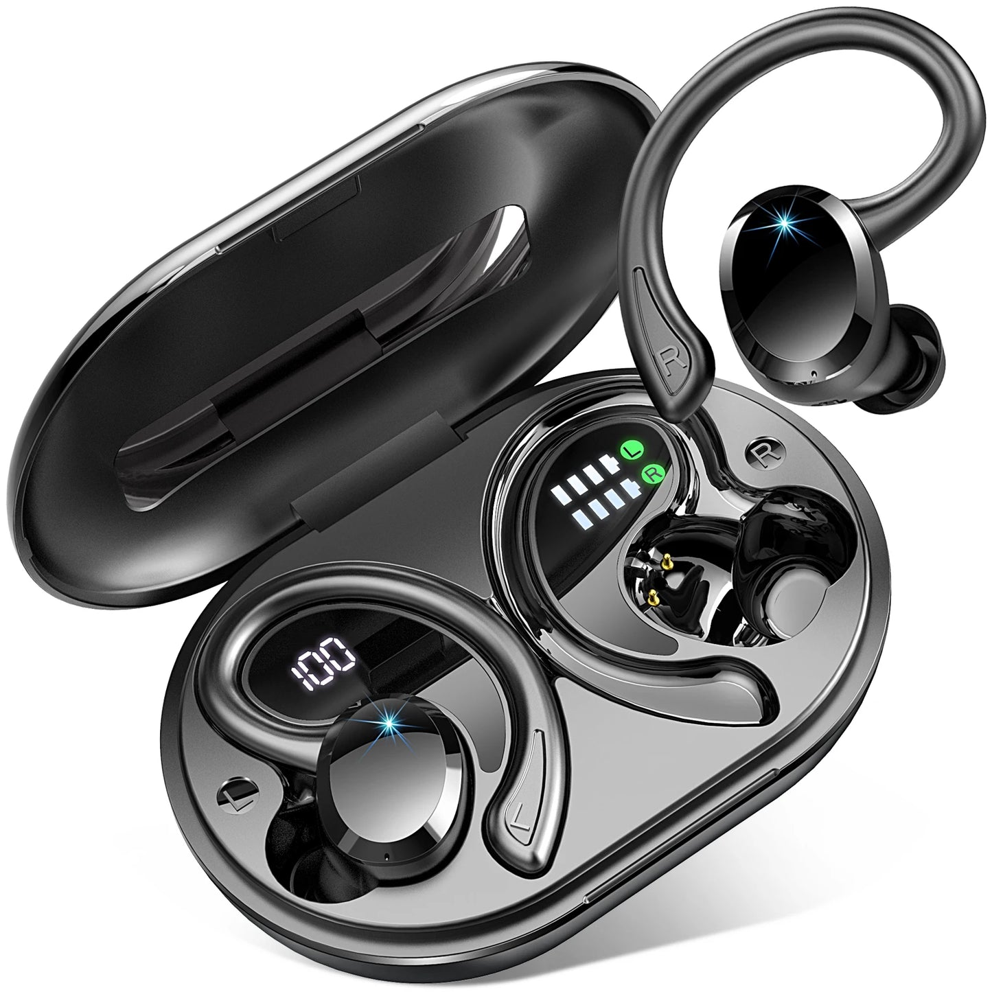 Wireless Earbuds Bluetooth 5.3 Stereo Bass In-Ear Noise Cancelling Mic IP7 Waterproof Sports 40 Hour Playback
