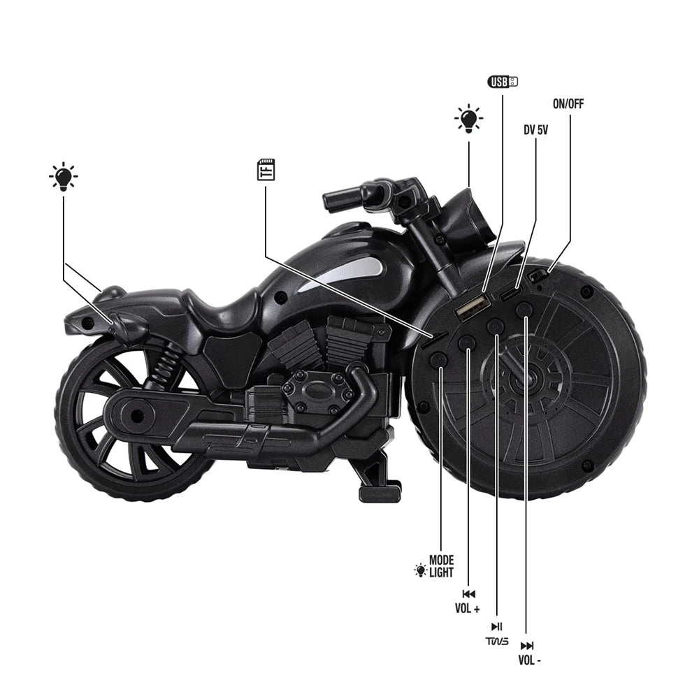 CURUK Bluetooth Motorcycle Replica Speaker FM Radio LED