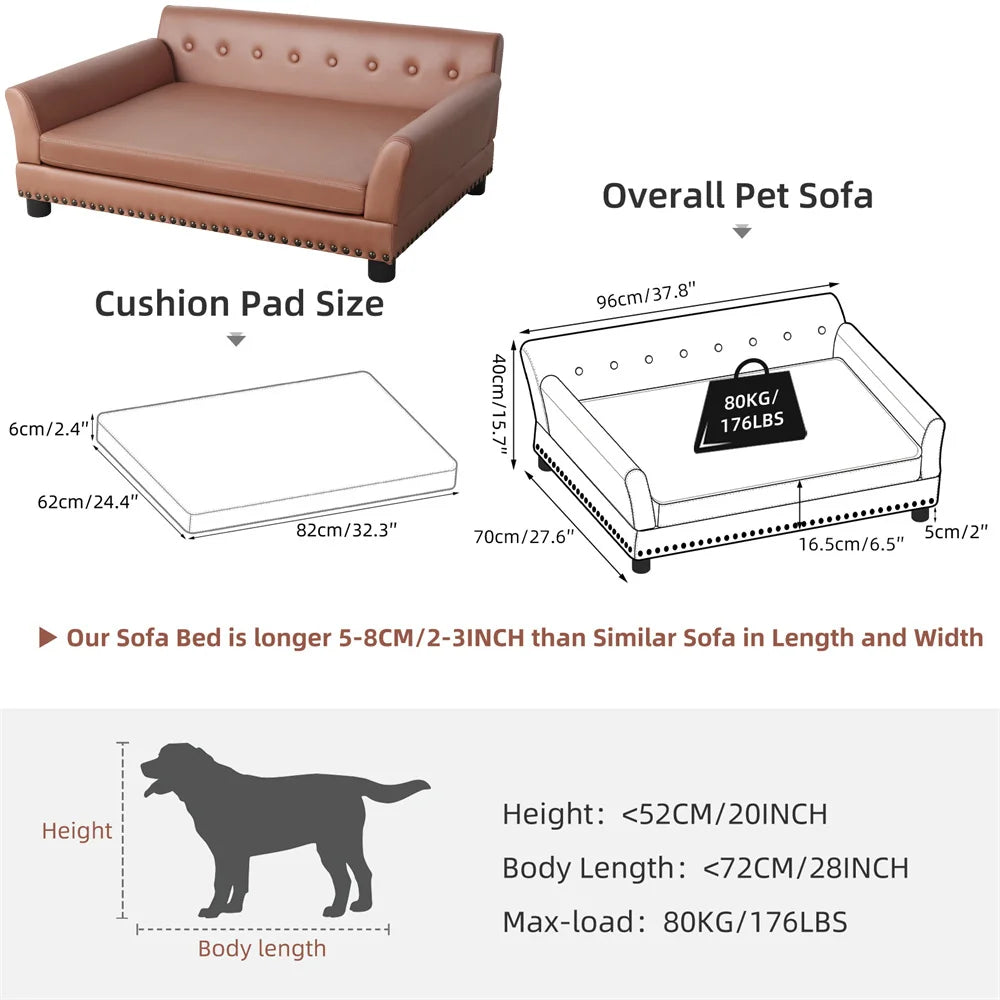 Borwart Heavy Duty Pet Sofa Cushioned Raised Dog Bed