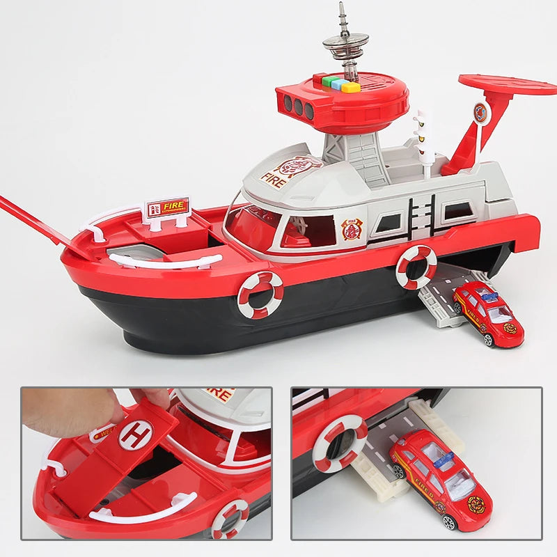 Kids Toys Simulation Track Inertia Boat Diecasts Toy Vehicles Music Story Light Toy Ship Model Car Parking