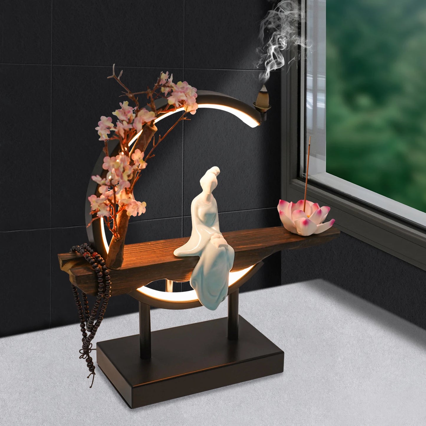 Bymaocar New Chinese Style Zen Meditation Incense Burner Set Unique Smoke Tabletop Decoration for Living Rooms Tea Rooms