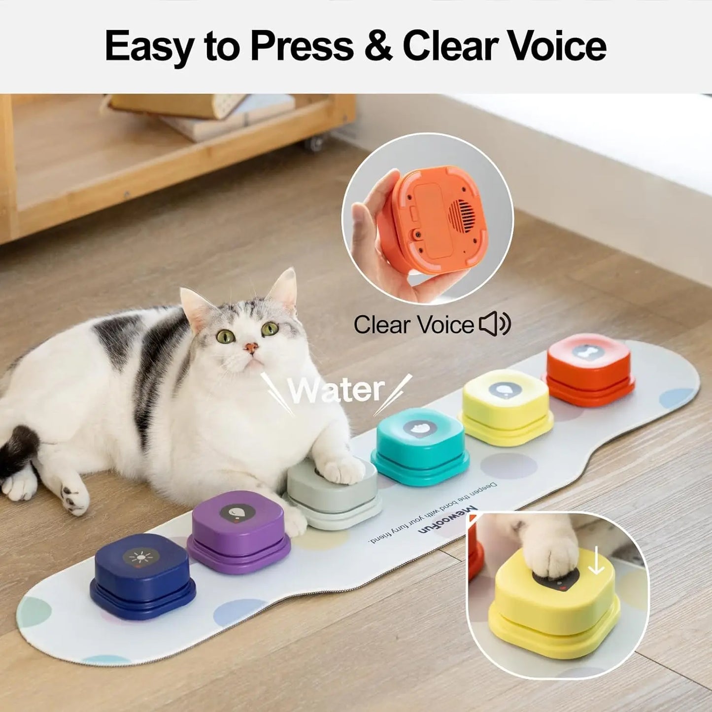 Mewoofun Voice Recording Dog Buttons for Pet Communication Training Interactive Talking Toy with Mat