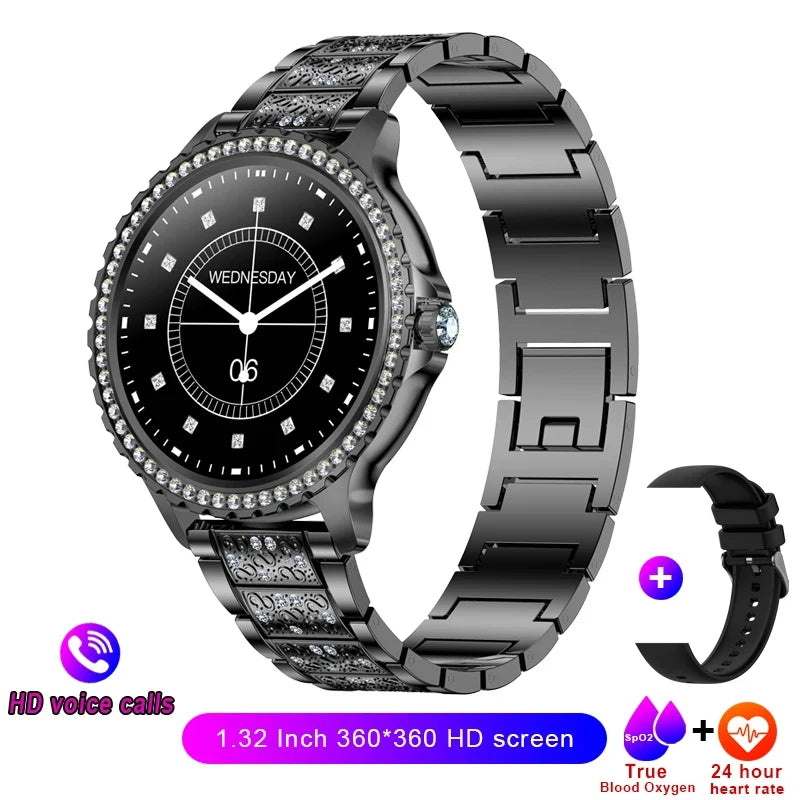 Xiaomi Mijia Women's Smart Watch True Blood Oxygen 1.32 Inch HD Screen Bluetooth Call Smartwatch with Diamond Bracelet