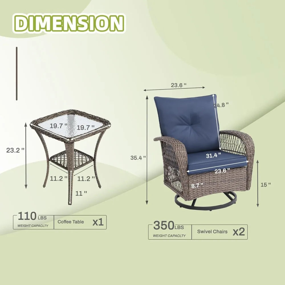 Outdoor Patio Furniture Set Wicker Sectional Couch with Loveseat and 360 Degree Swivel Rocker Glider Chairs