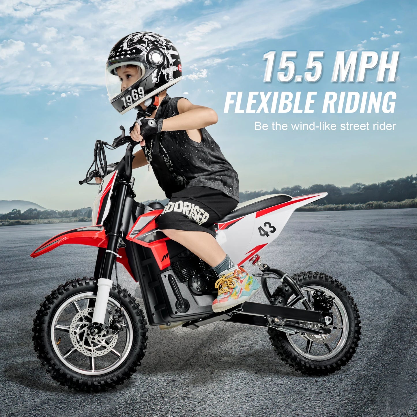 SucceBuy 36V Kids Ride On Motorcycle Electric Toy with Speed Up to 15.5mph Battery Gauge for Boys and Girls