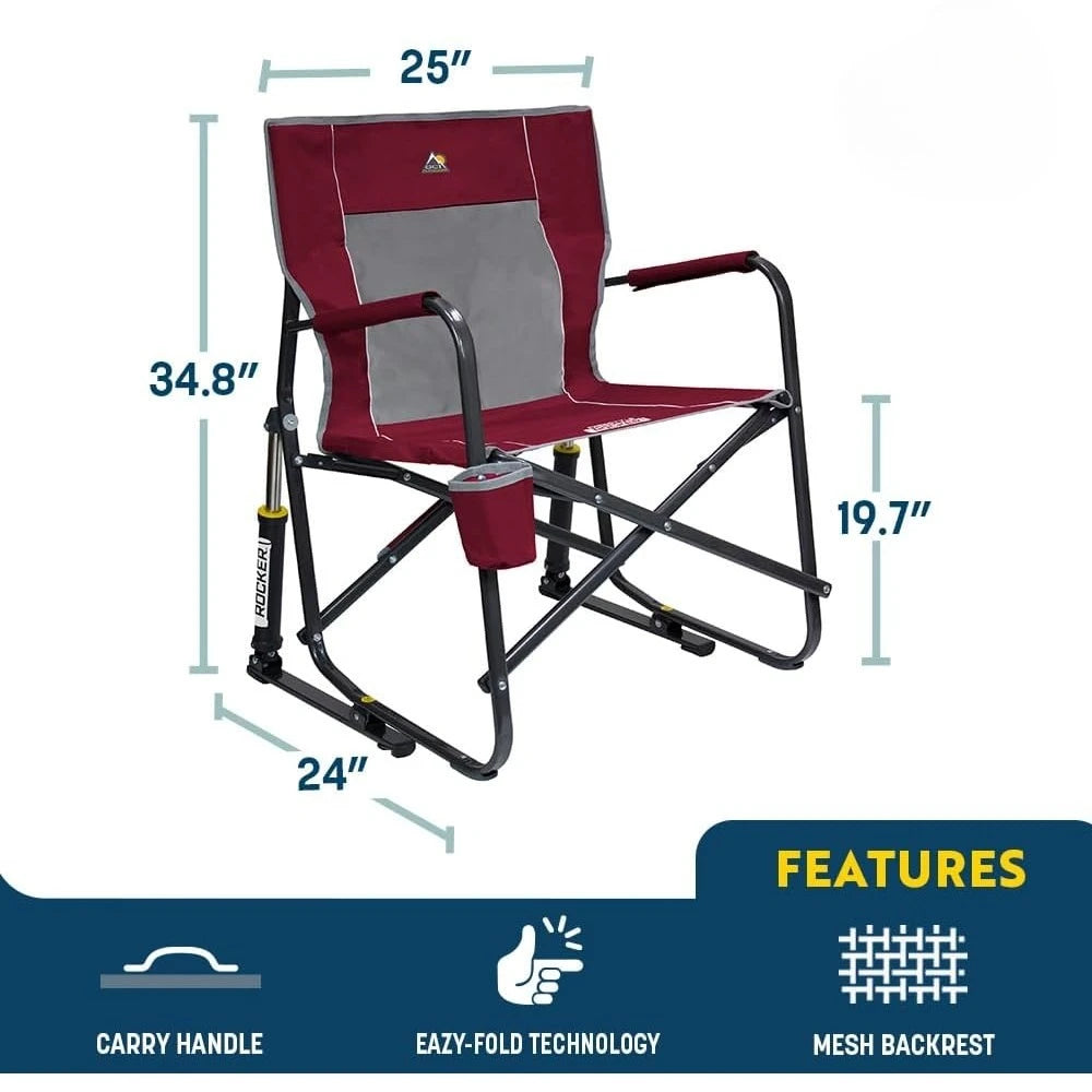 Outdoor Rocking Chair With Beverage Holder Shock Absorbers Patented Spring Action Rocking Beach Chair