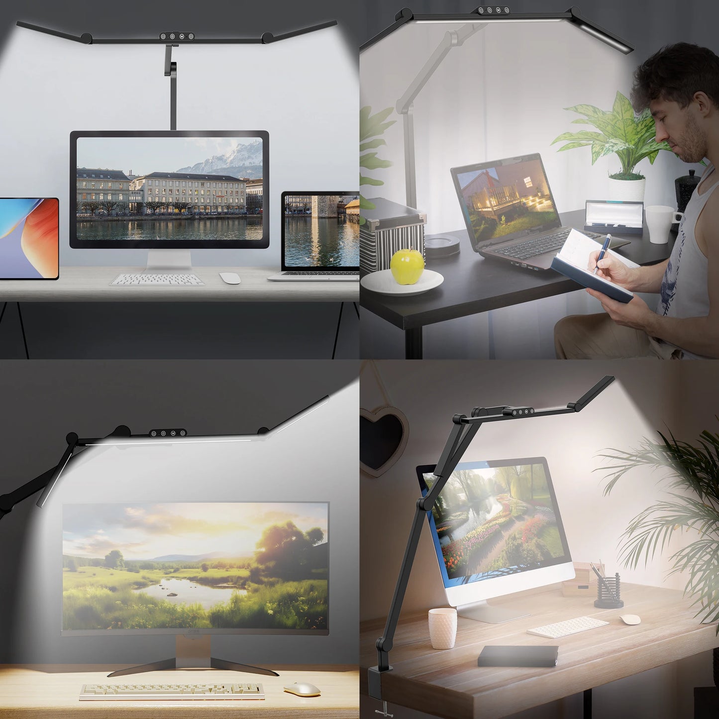 Led Desk Lamp with Clamp Modern Architect Desk Light for Home Office 24W Ultra Bright and Dimmable