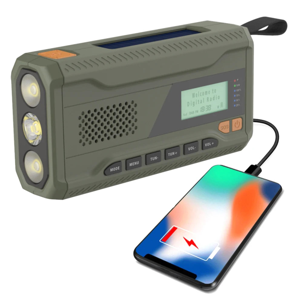 Hand Crank Radio with Flashlight and Bluetooth Speaker Emergency Weather Radio Rechargeable for Camping and Storm Survival