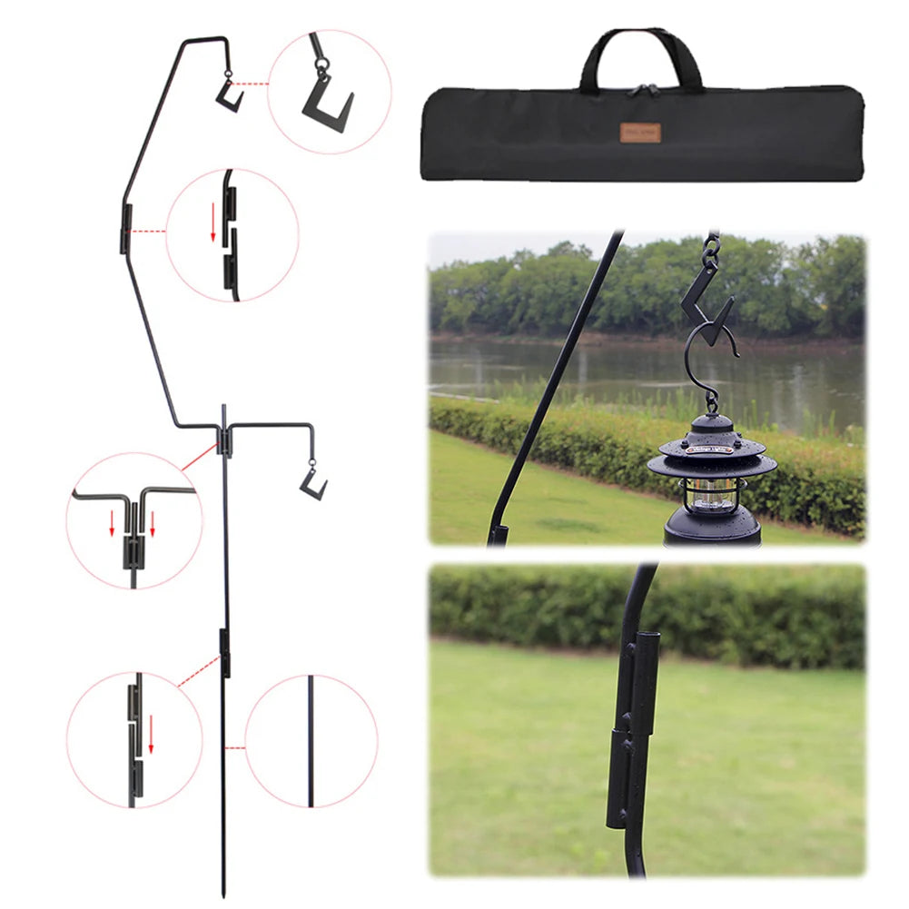 Folding Lamp Holder with Storage Bag Portable Outdoor Light Stand Detachable Camping Equipment