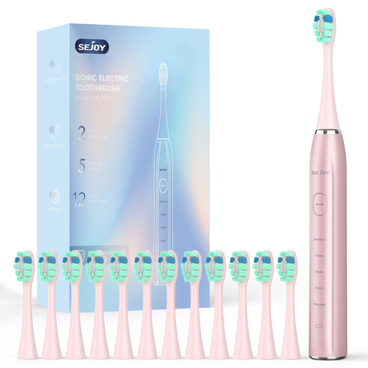 Sejoy USB Rechargeable Smart Electric Toothbrush 12 Heads