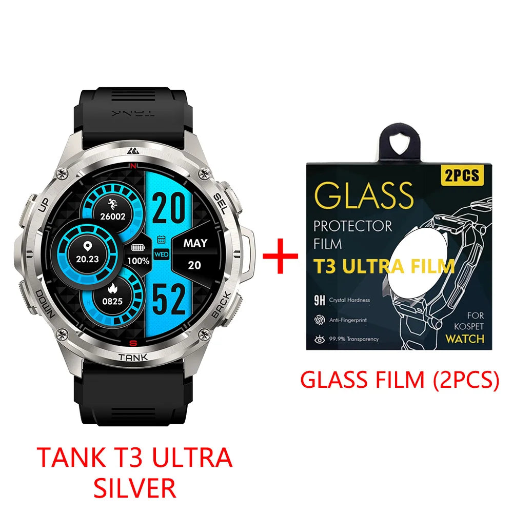 Original KOSPET TANK T3 Ultra Smart Watch for Men and Women GPS Fitness Tracker with AMOLED Display and Bluetooth Connectivity