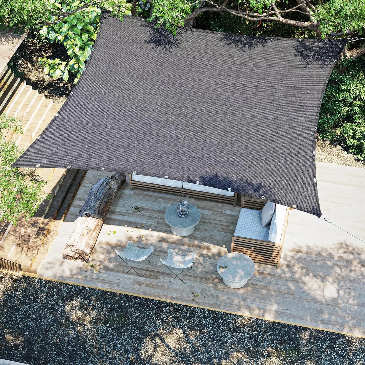 20x20 FT Shade Fabric Sun Shade Cloth Outdoor Privacy Screen with Grommets and D-Ring for Patio Garden Pergola Grey