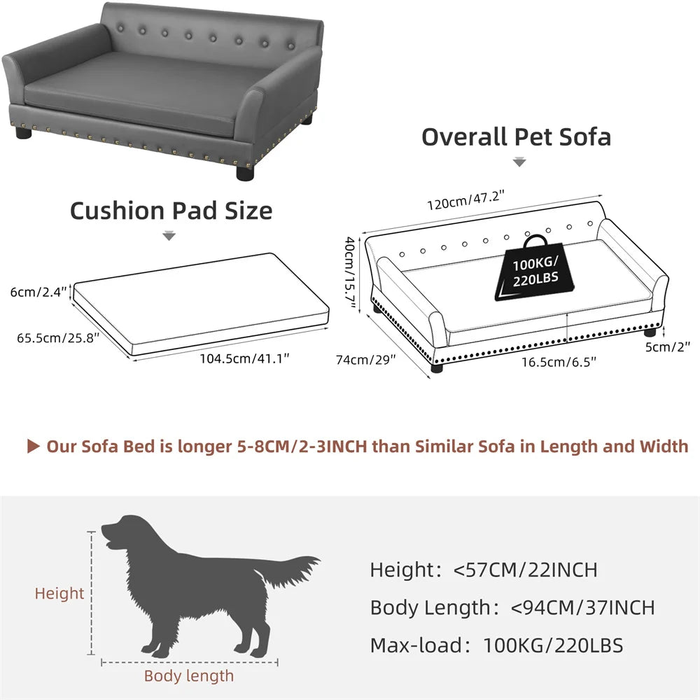 Borwart Heavy Duty Pet Sofa Cushioned Raised Dog Bed