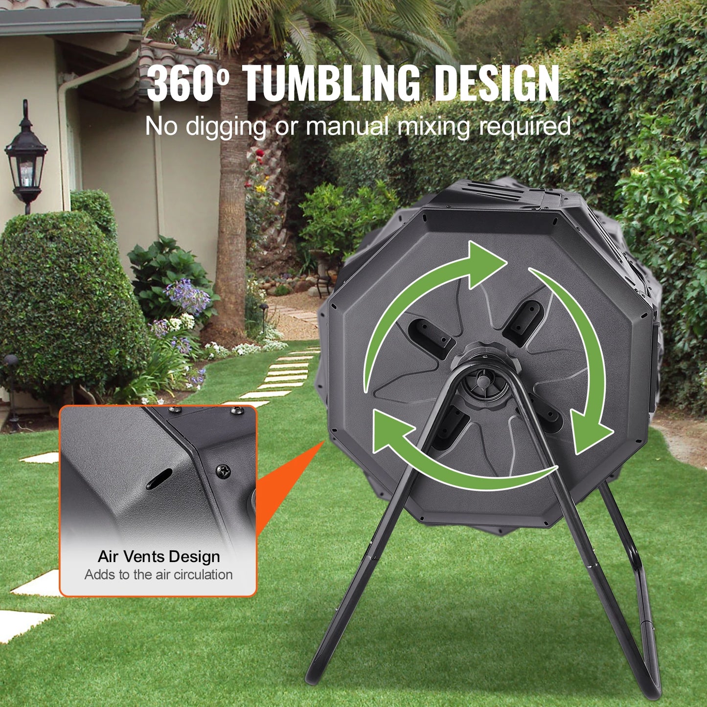 SucceBuy Dual Chamber Tumbling Composter For Garden Use