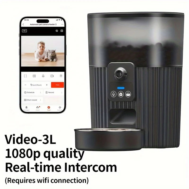 PAPIFEED Smart Automatic Pet Feeder with WiFi Remote for Cats and Dogs LCD Display Food Dispenser