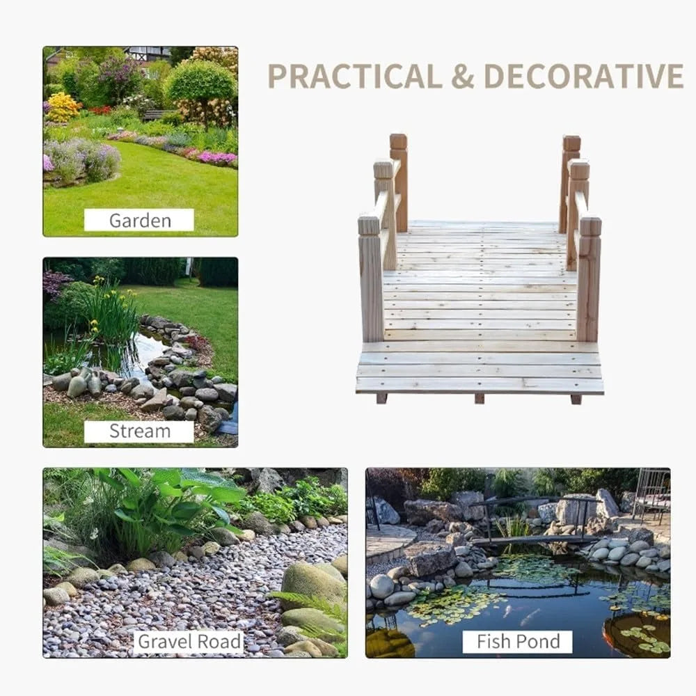 Hign-concerned Garden Arched Wood Bridge For Backyard Decor