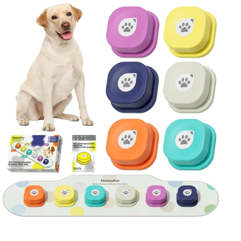 Mewoofun Voice Recording Dog Buttons for Pet Communication Training Interactive Talking Toy with Mat