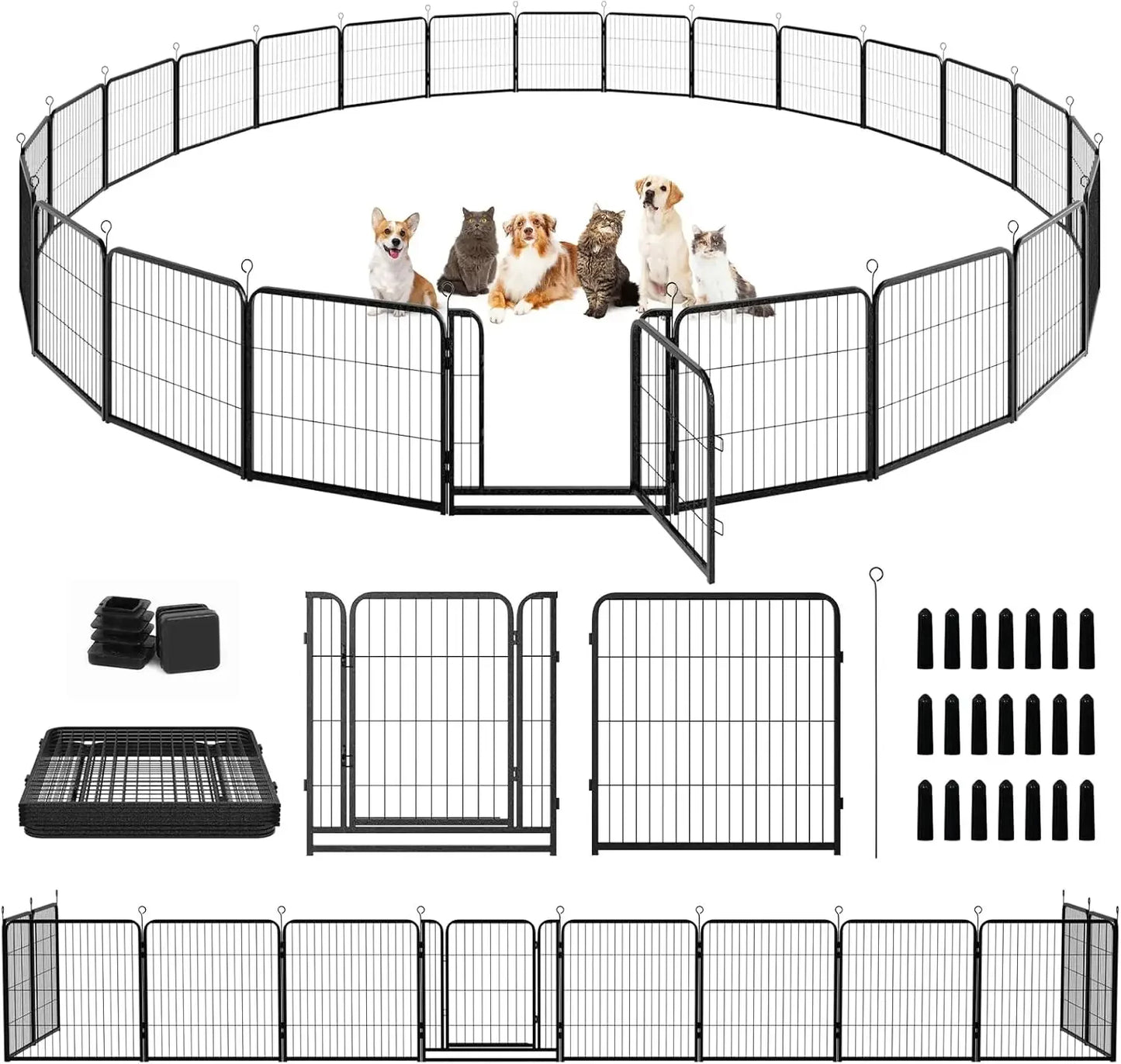 Dog Playpen Outdoor Extra Wide 40 Inch High Rust Resistant Portable RV Campground with Gates 84 Feet 561 Square Feet