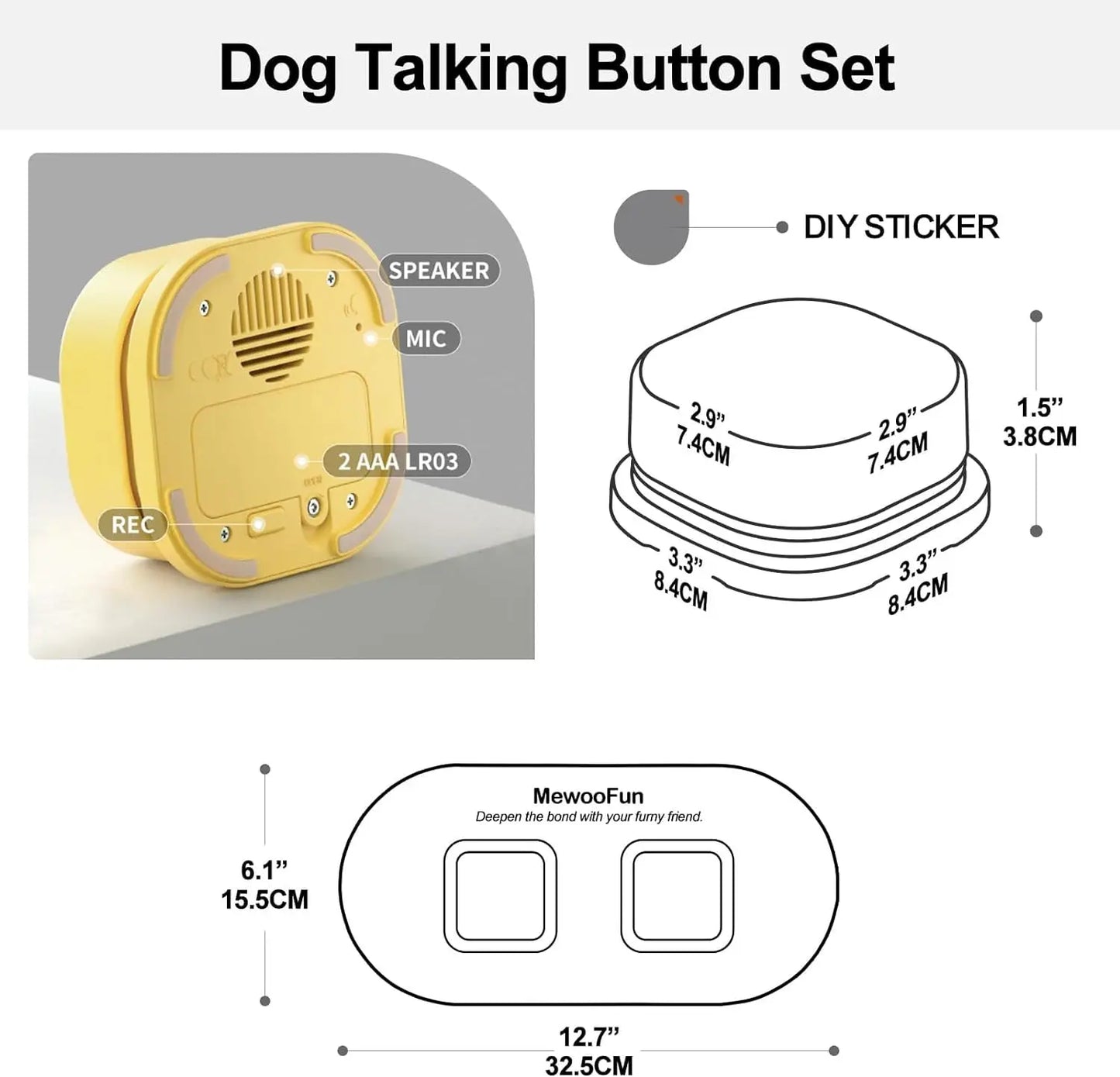 Mewoofun Voice Recording Dog Buttons for Pet Communication Training Interactive Talking Toy with Mat