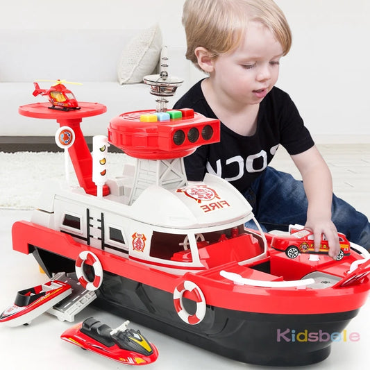 Kids Toys Simulation Track Inertia Boat Diecasts Toy Vehicles Music Story Light Toy Ship Model Car Parking